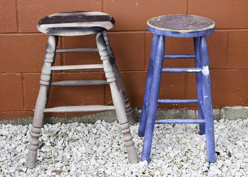 Pair of Industrial Wooden Stools