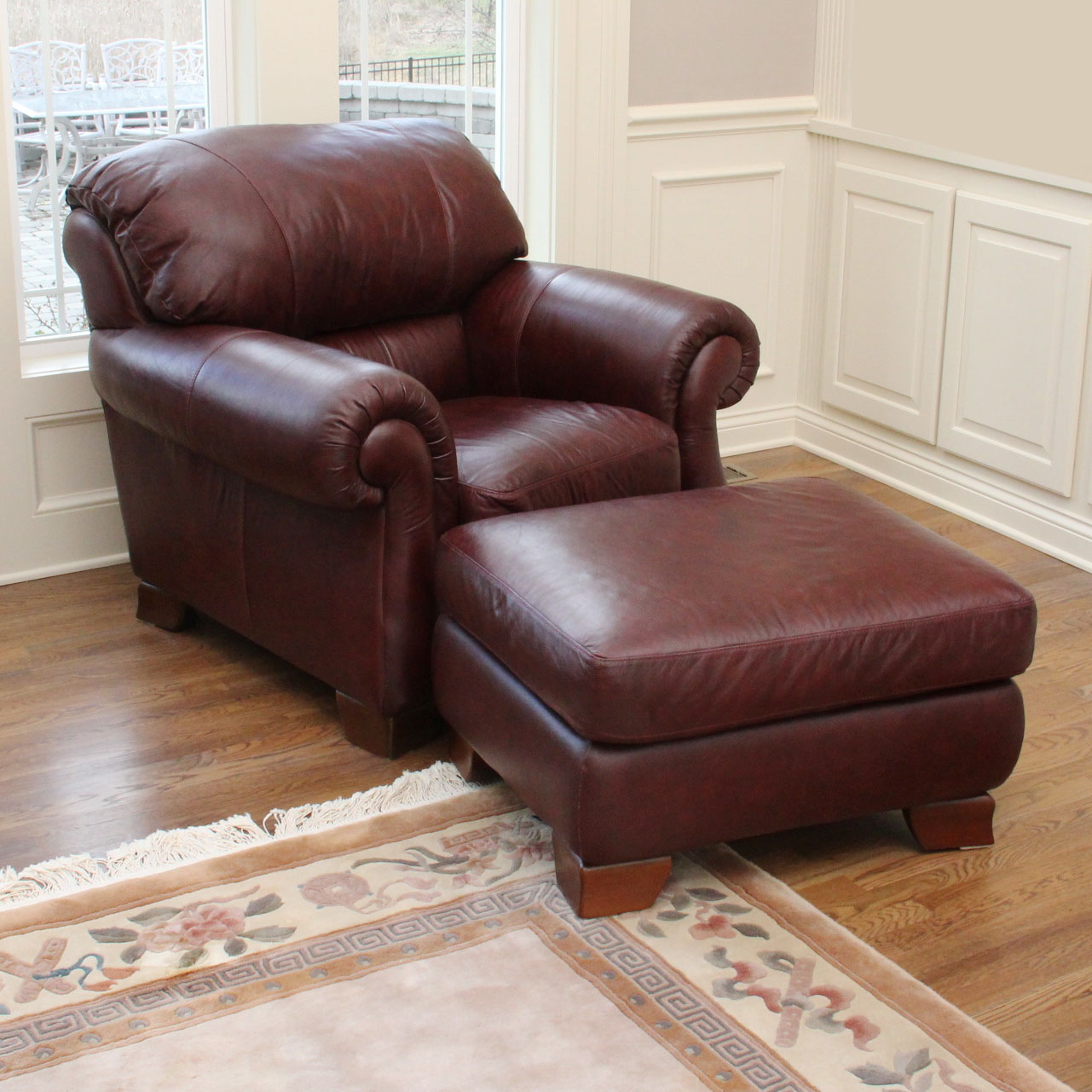 Italsofa Leather Chair and Ottoman