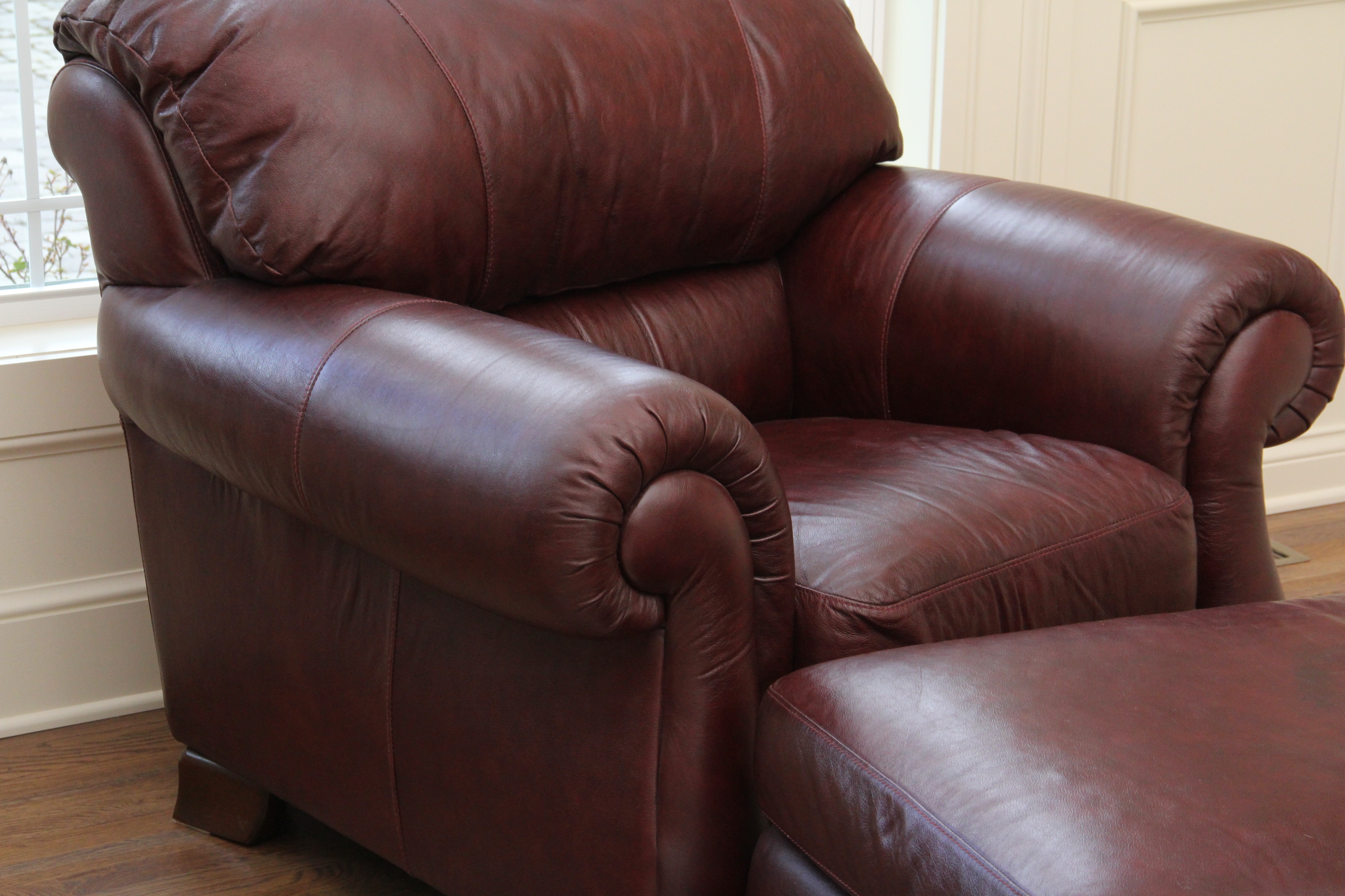 Italsofa Leather Chair and Ottoman