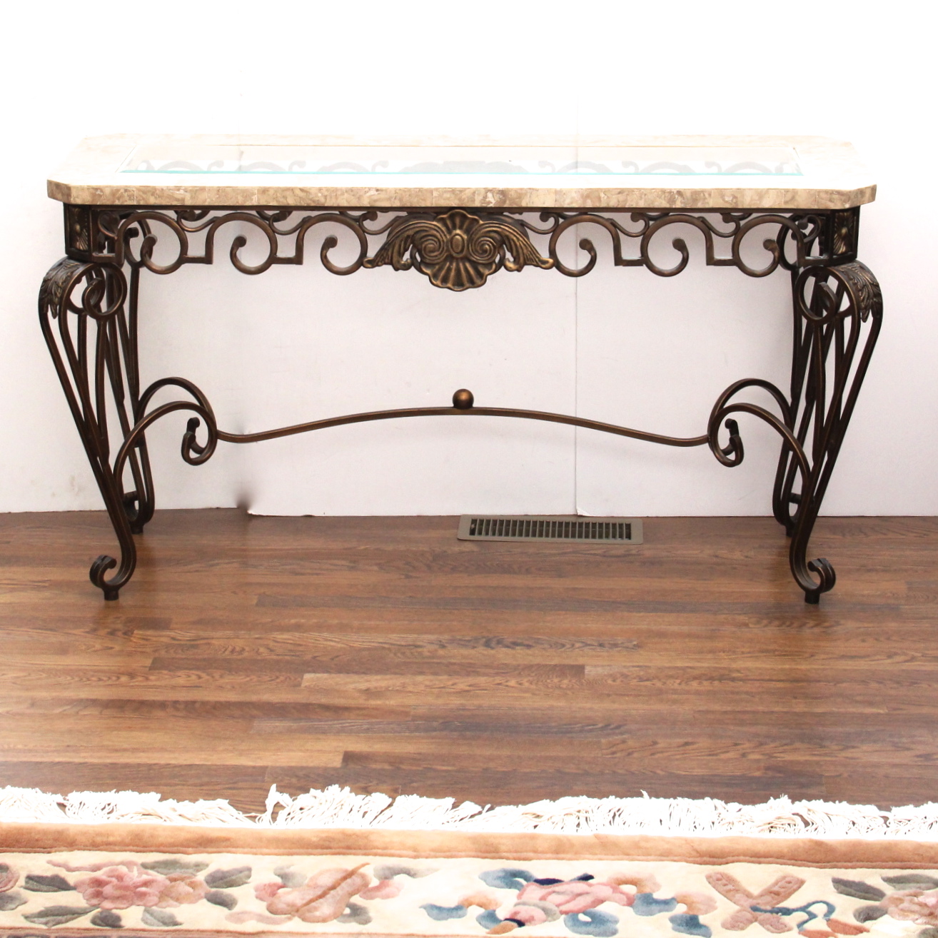 Glass Top Wrought Iron Sofa Table