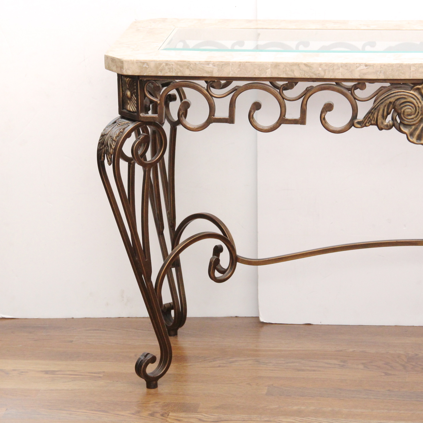 Glass Top Wrought Iron Sofa Table