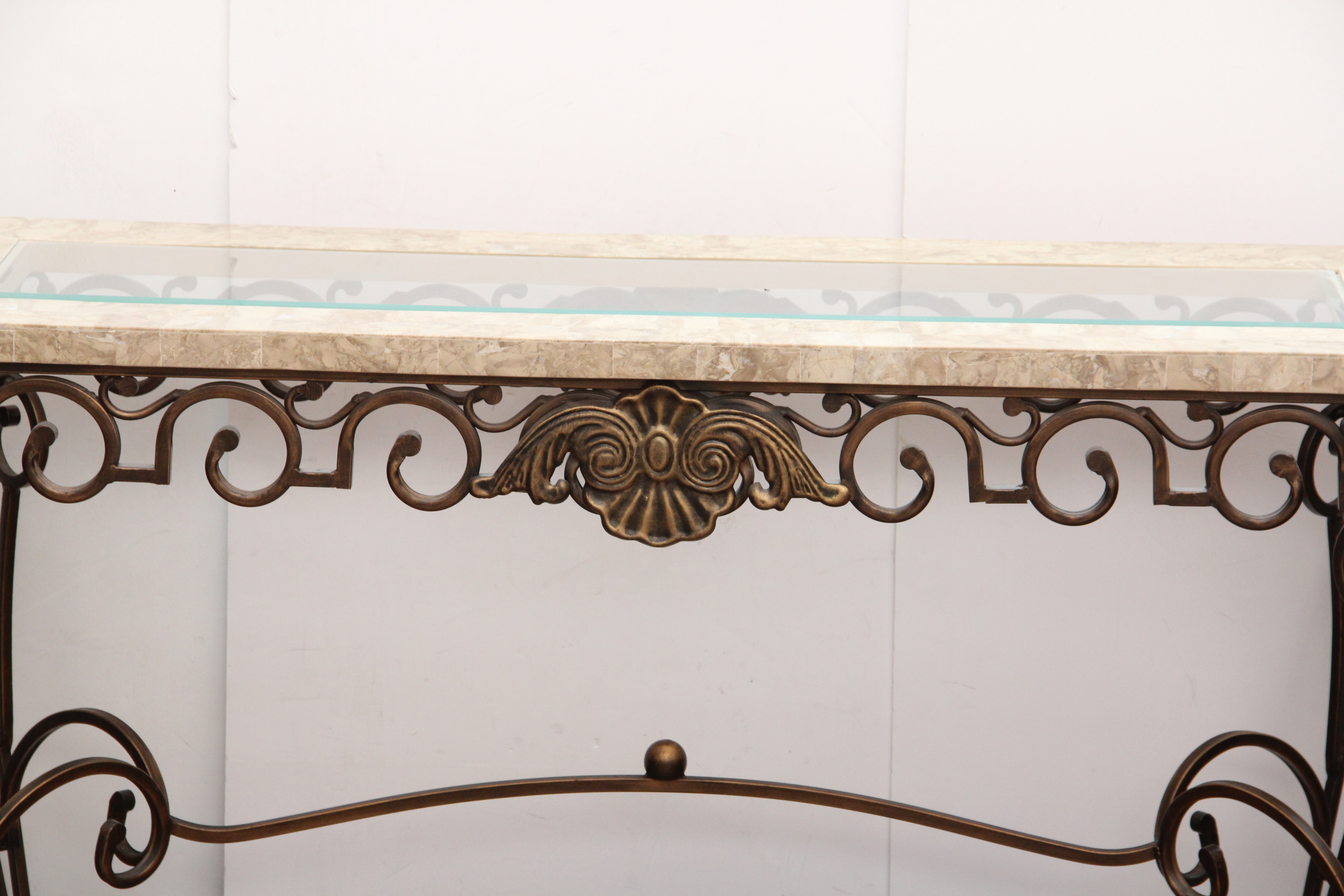 Glass Top Wrought Iron Sofa Table