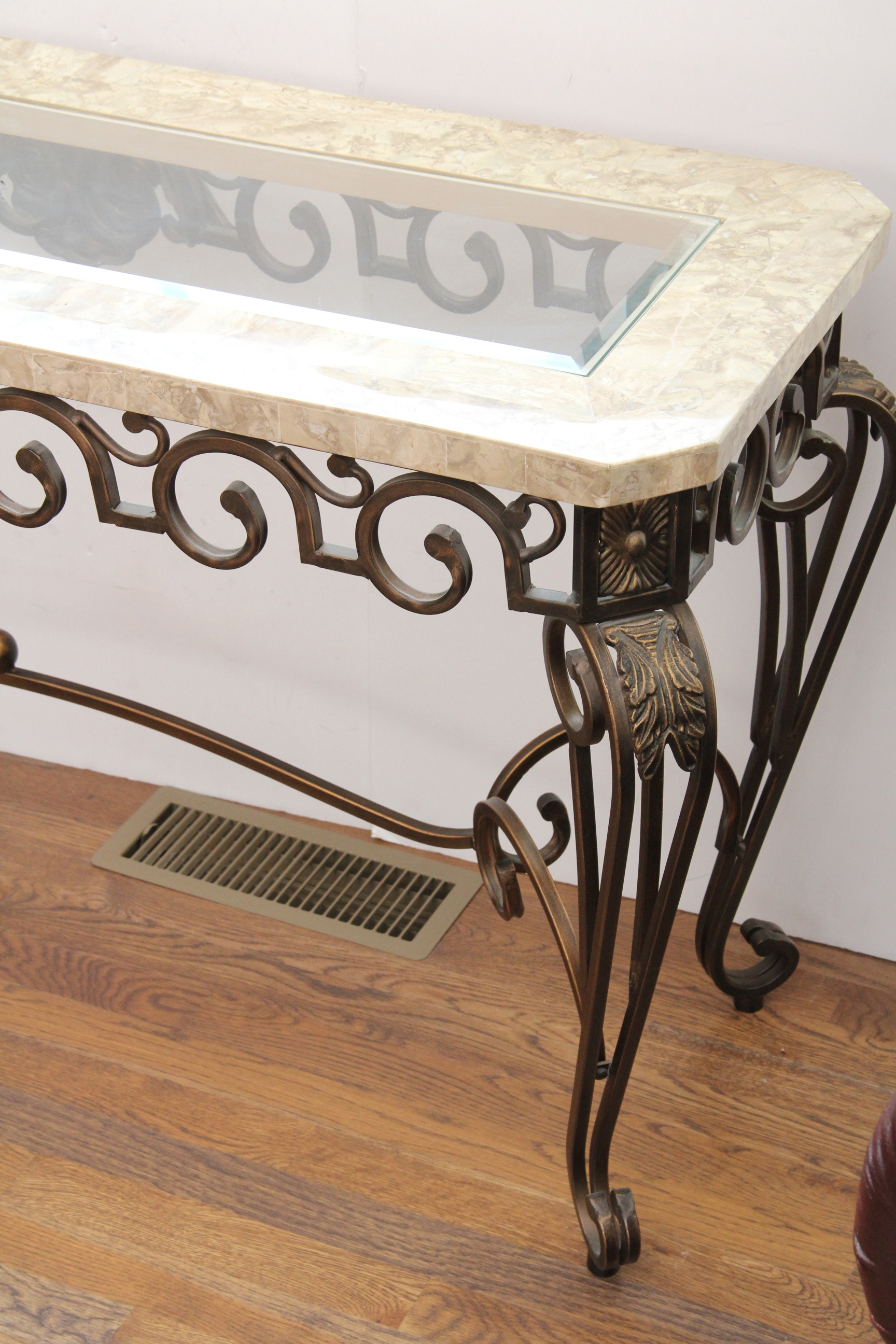 Glass Top Wrought Iron Sofa Table
