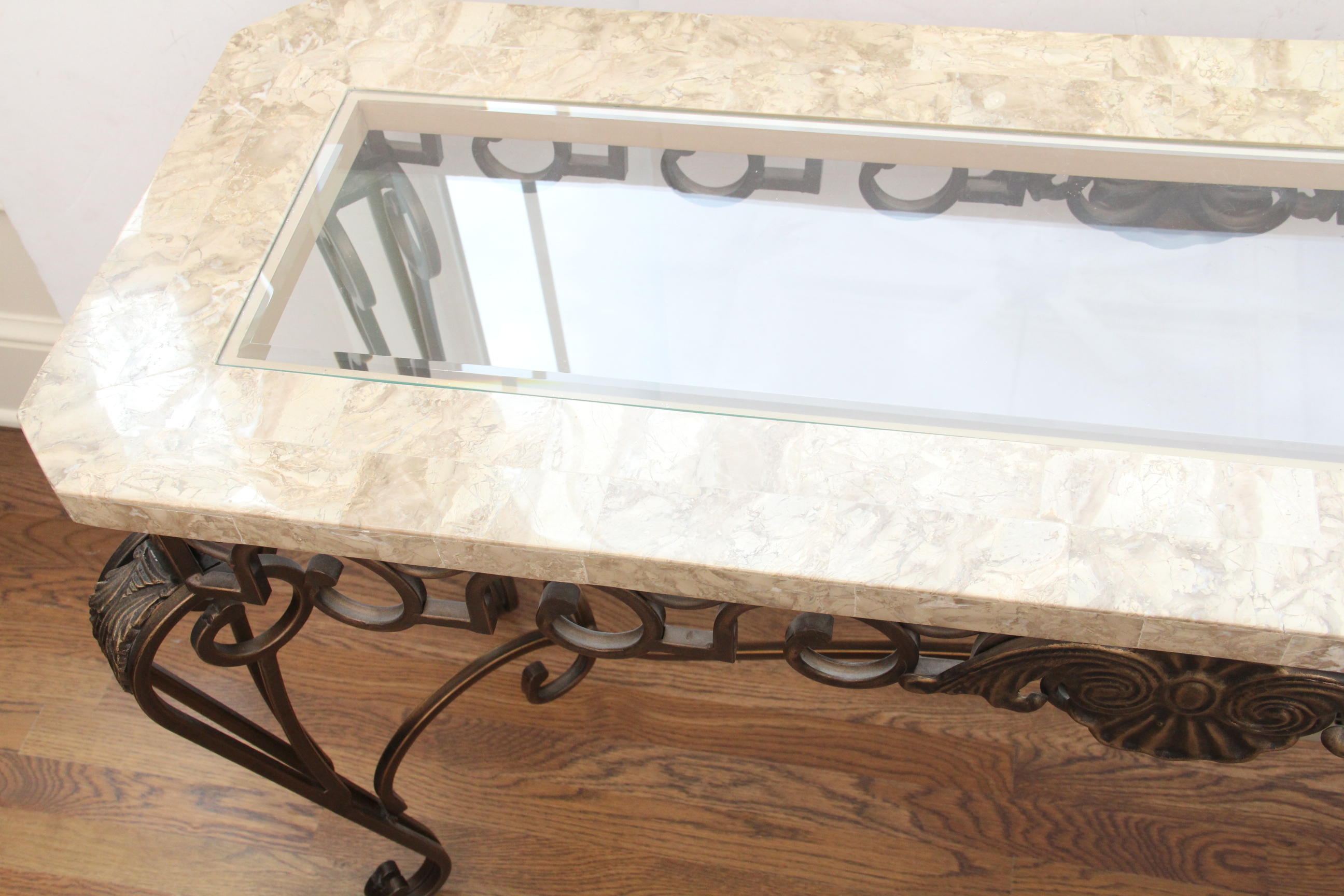 Glass Top Wrought Iron Sofa Table