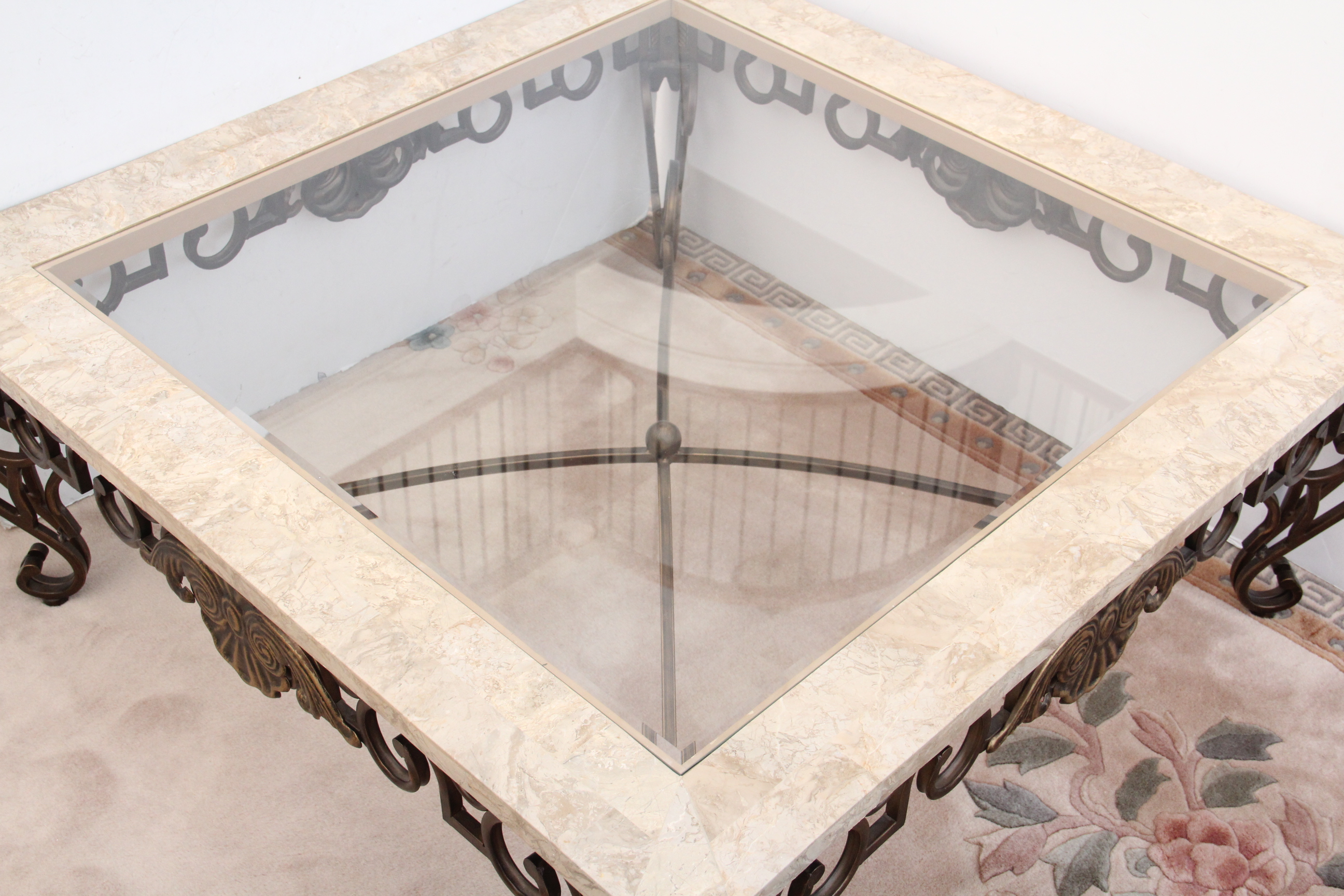 Glass Top Wrought Iron Coffee Table