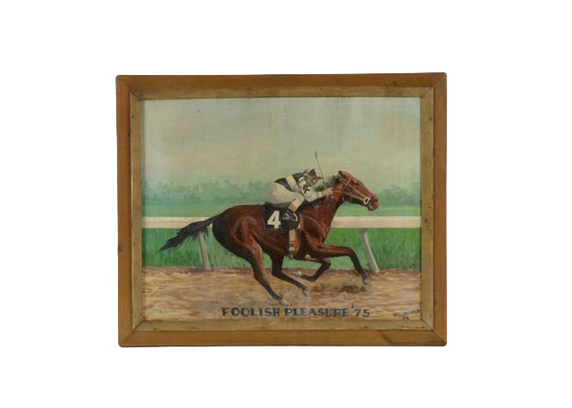 1975 Foolish Pleasre Horse Racing Framed Oil Painting