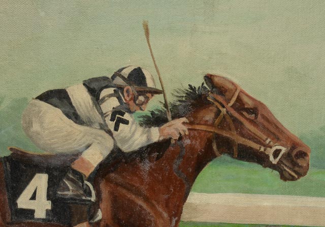 1975 Foolish Pleasre Horse Racing Framed Oil Painting