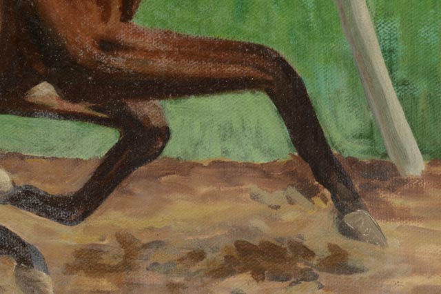 1975 Foolish Pleasre Horse Racing Framed Oil Painting