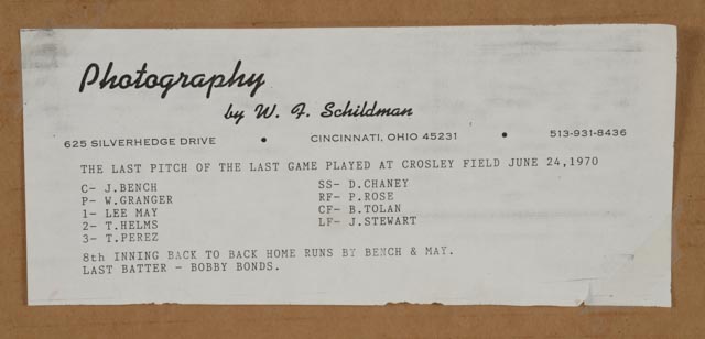 Last Game Crosley Field First Game Riverfront Schildman Framed Display