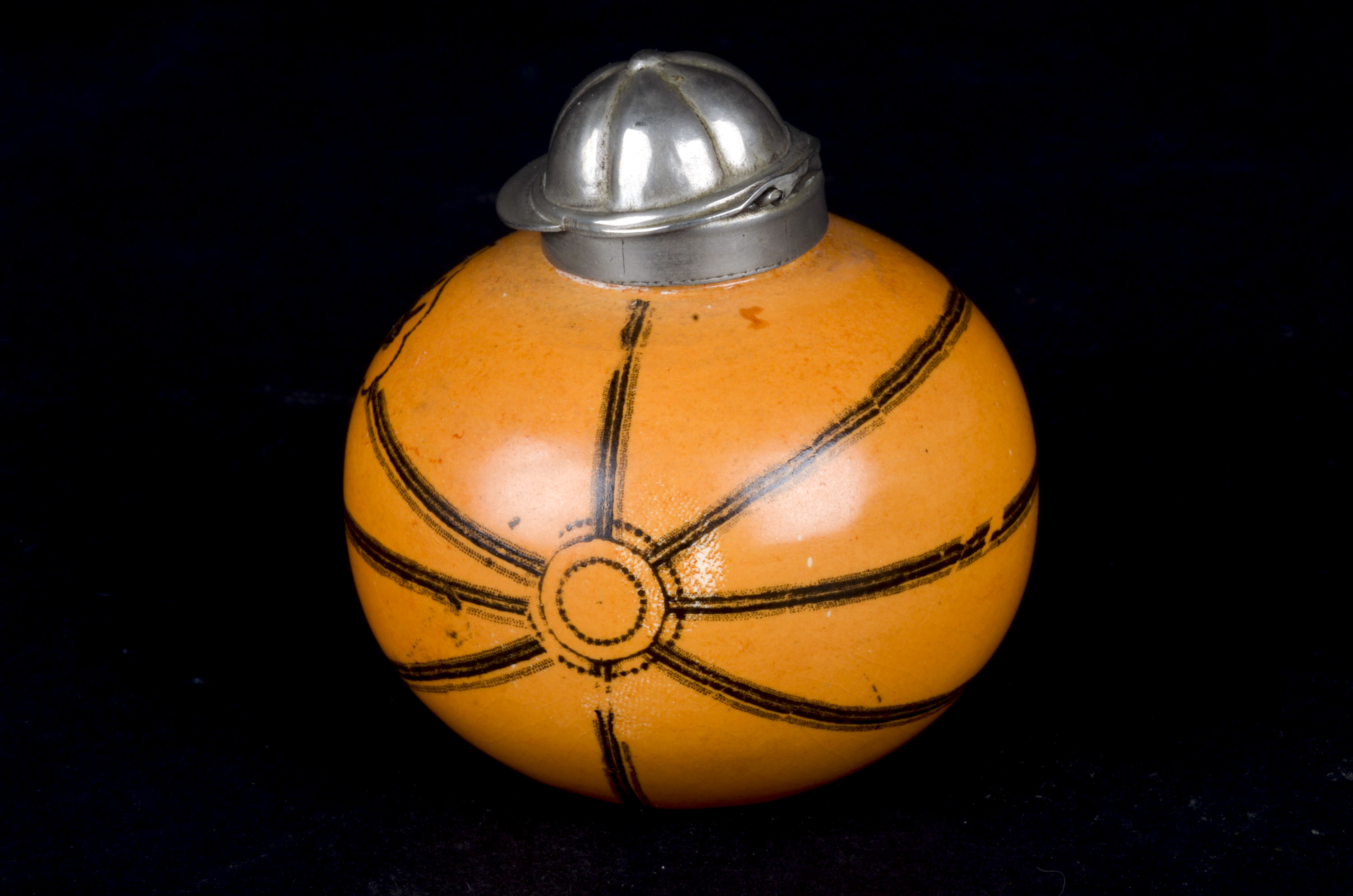 Vintage Rugby Ball Inkwell Topped with a Metal Rugby Cap