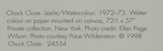 Chuck Close Autographed MoMA Postcard "Leslie/Watercolour"