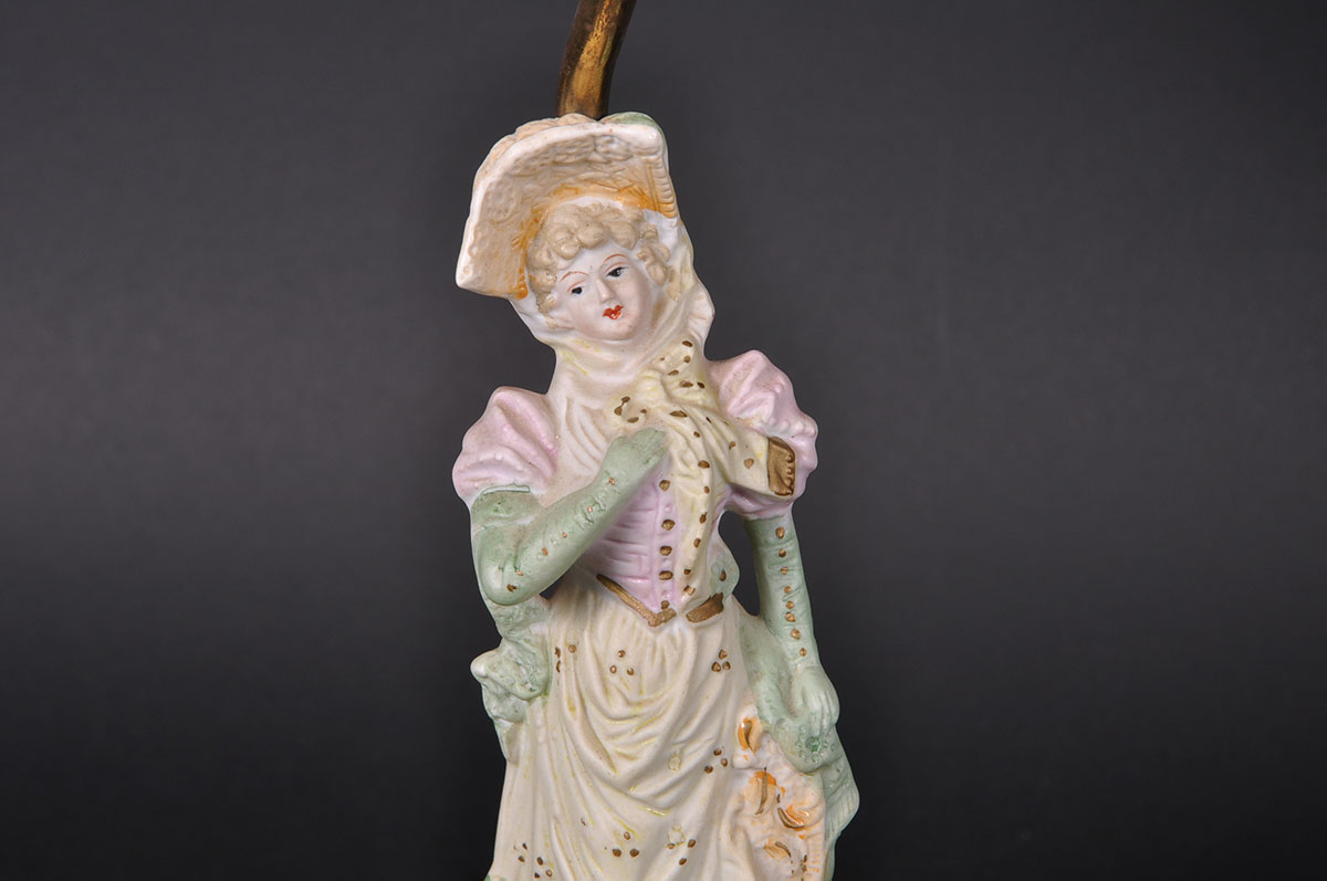 Pair of Vintage Ceramic Hand Painted Boudoir Lamps