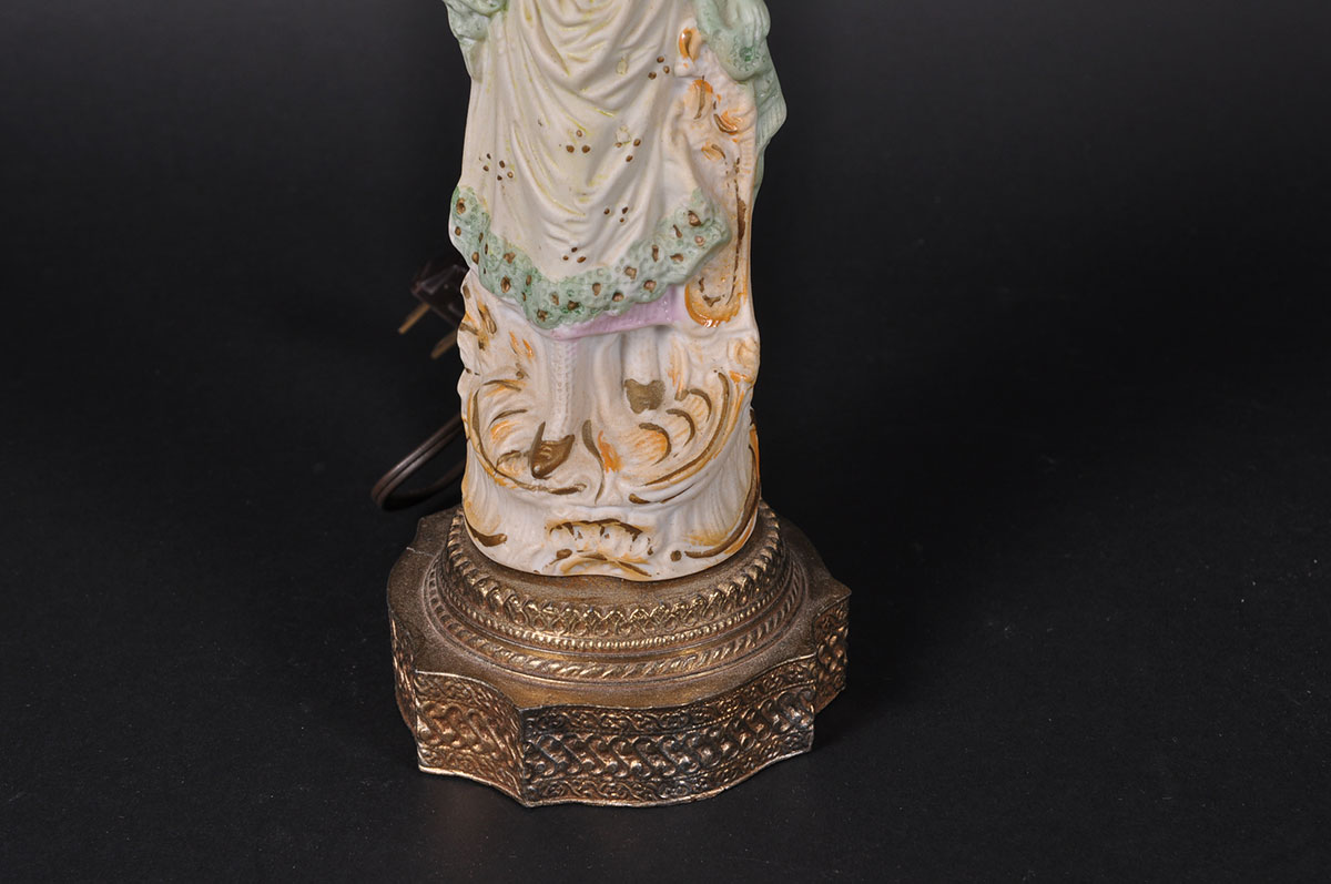 Pair of Vintage Ceramic Hand Painted Boudoir Lamps