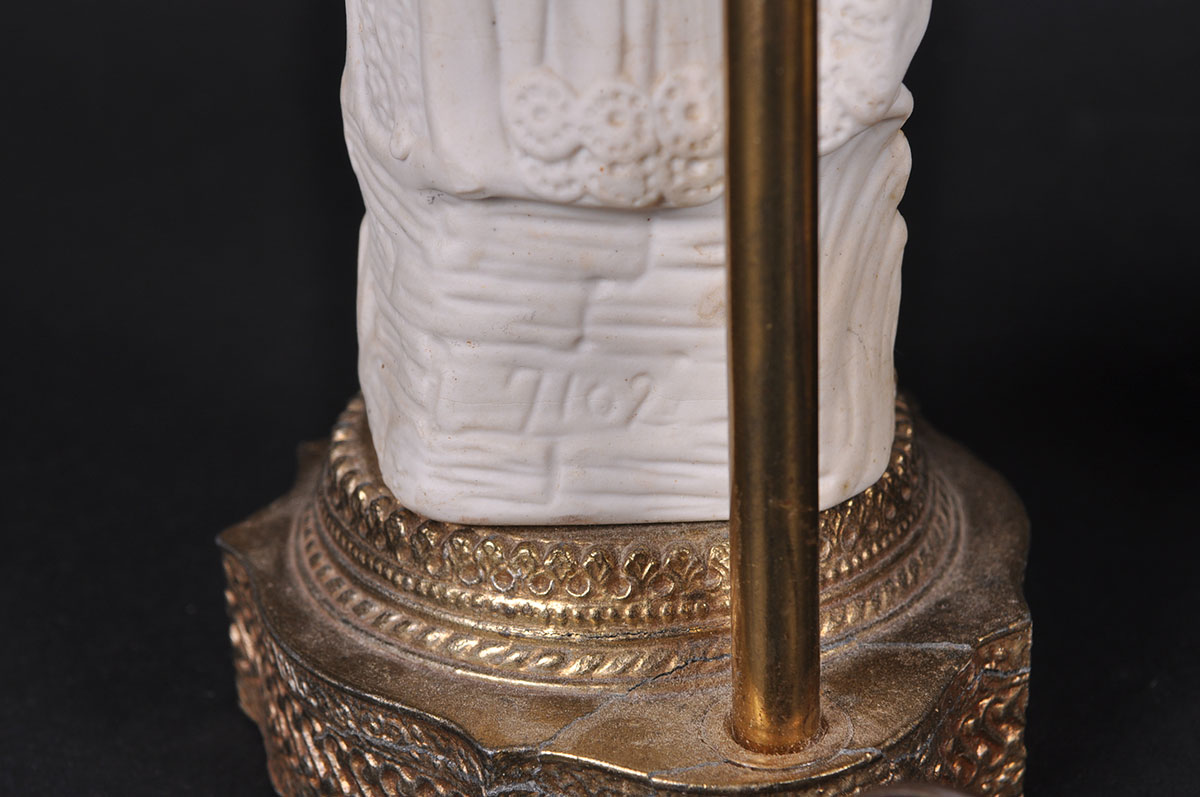 Pair of Vintage Ceramic Hand Painted Boudoir Lamps