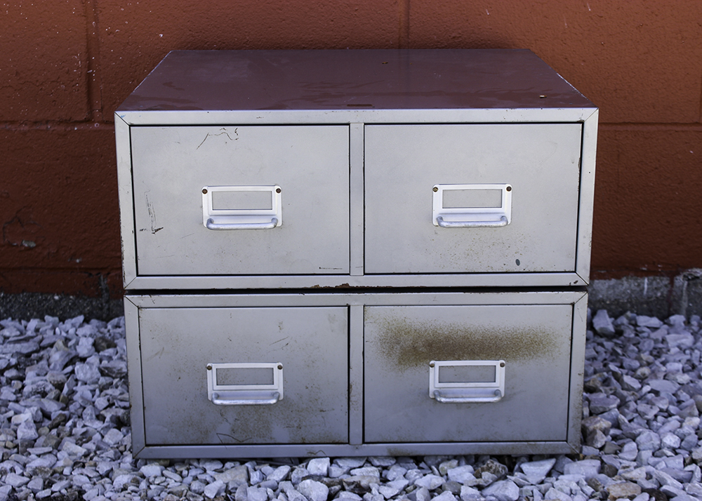 Pair of Weis Industrial Metal Card File Drawers
