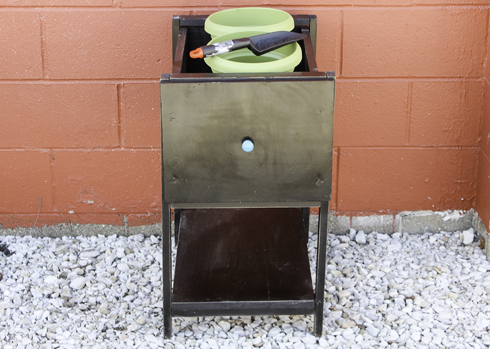 Wooden Box Planter Stand and Accessories