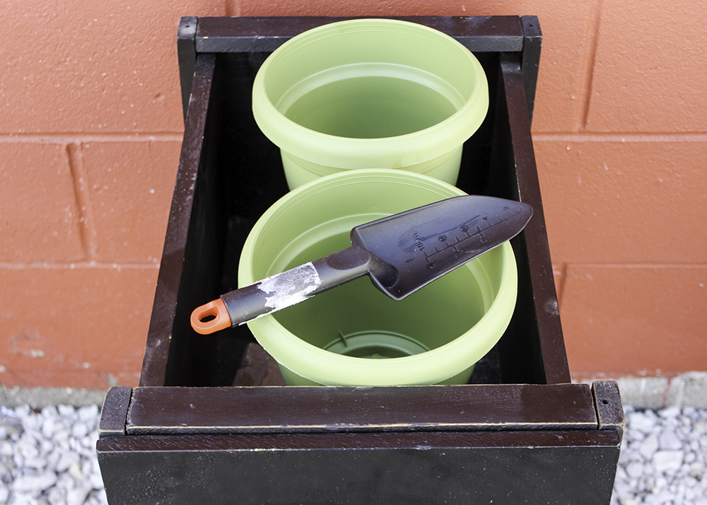Wooden Box Planter Stand and Accessories