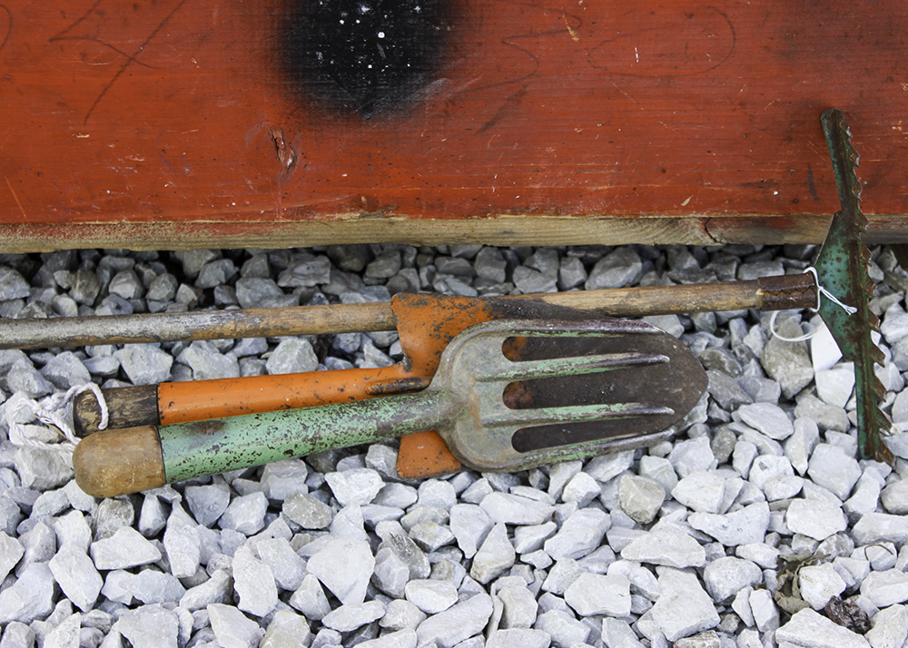 Vintage Children's Size Sandbox and Tools
