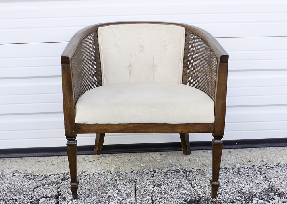 Pair of Vintage French Provincial Accent Chairs with Cane
