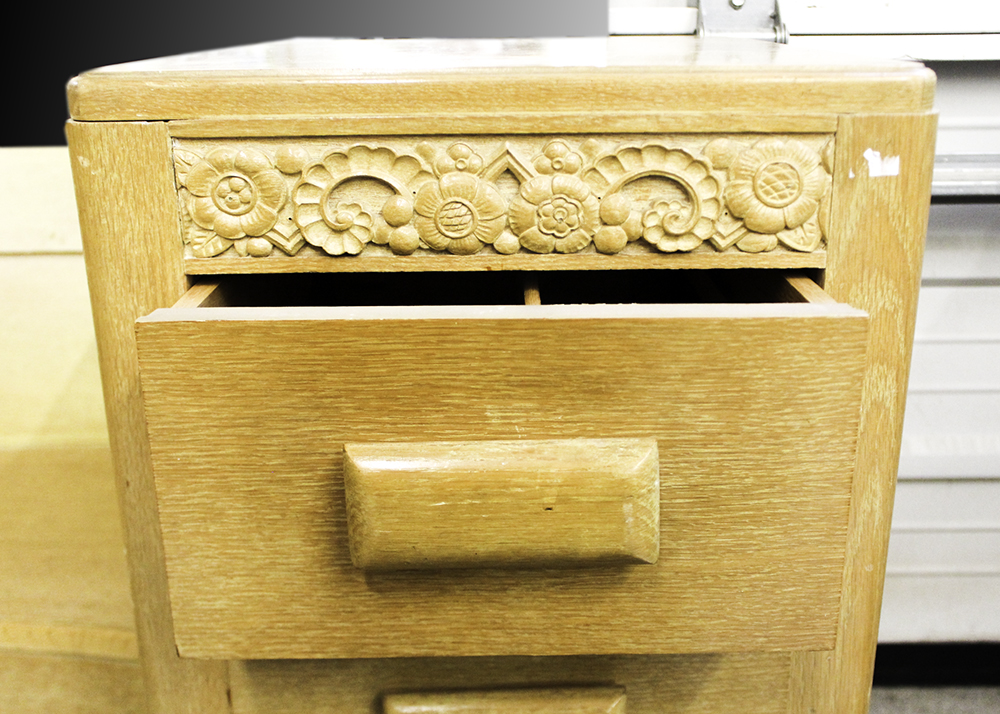 1950s Heywood Wakefield Style Birch Dressing Table, Vanity Mirror, and Stool