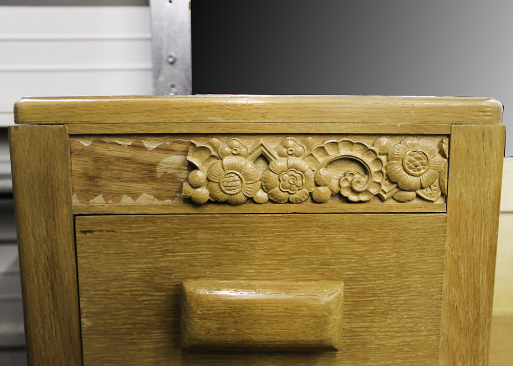 1950s Heywood Wakefield Style Birch Dressing Table, Vanity Mirror, and Stool