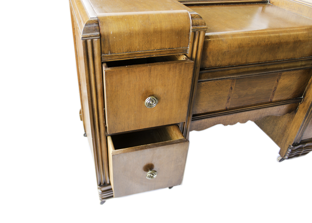 Vintage Art Deco Waterfall Dressing Table with Vanity Mirror