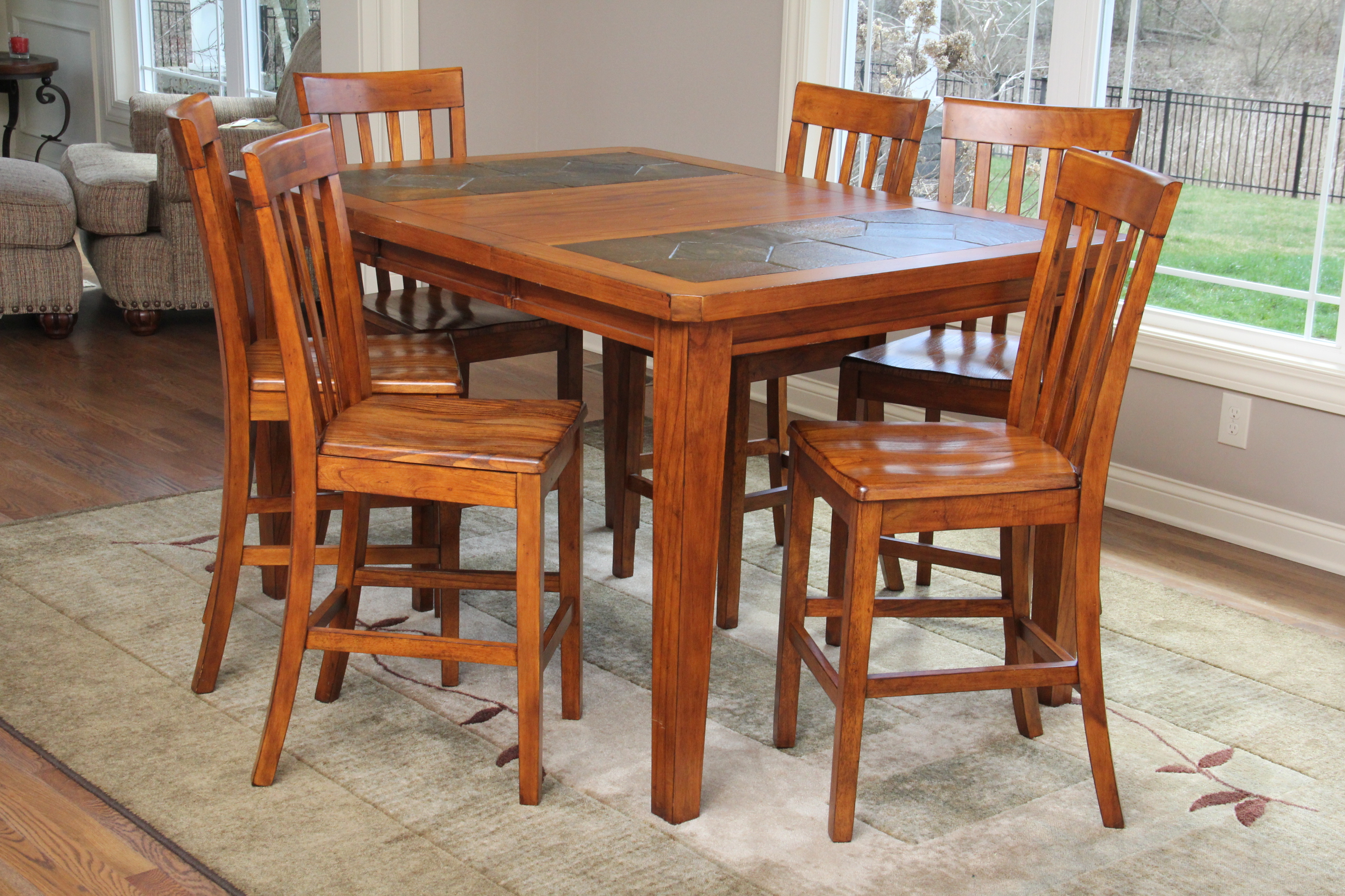 Riverside Slate Top Oak Dining Table and Chairs
