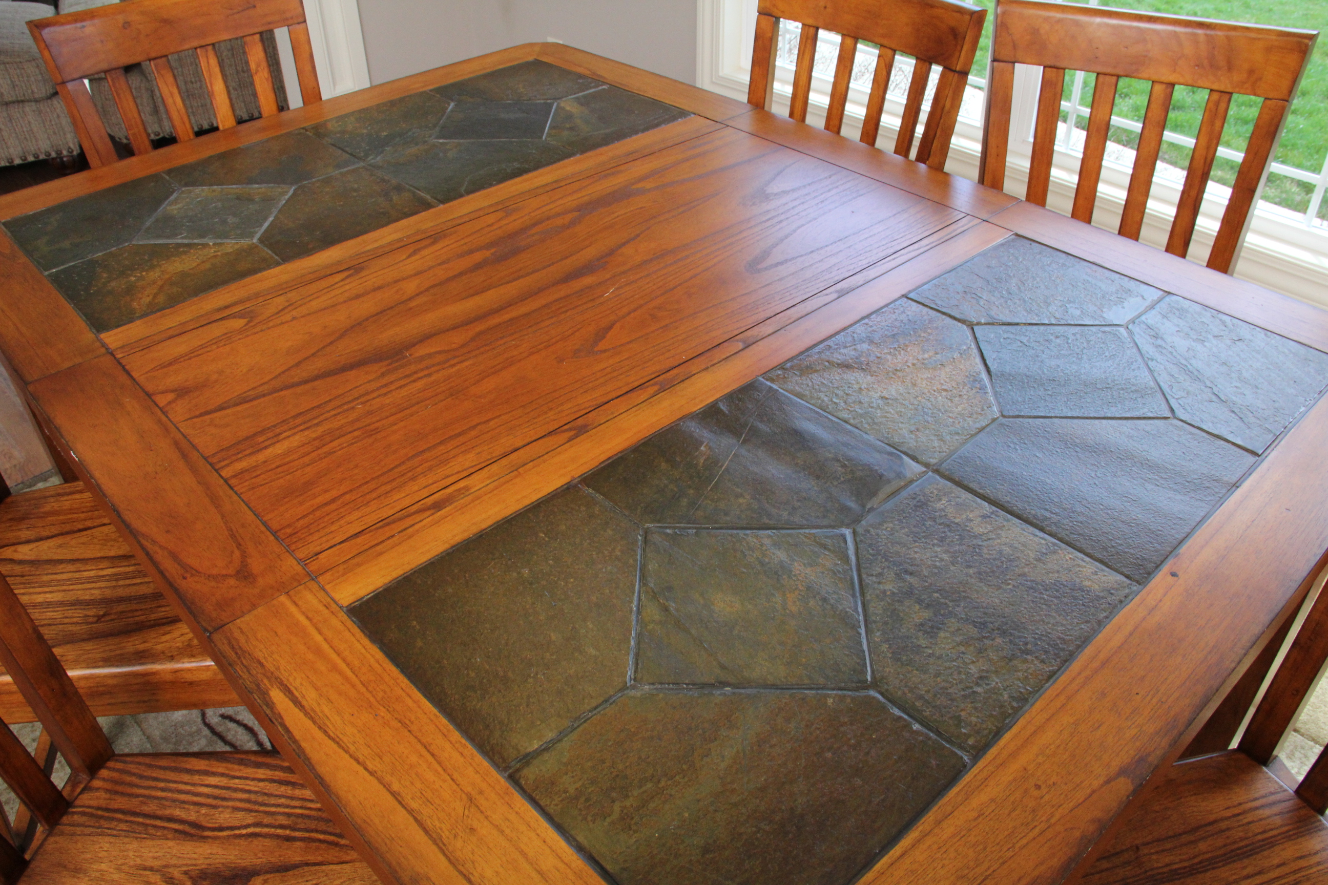 Riverside Slate Top Oak Dining Table and Chairs
