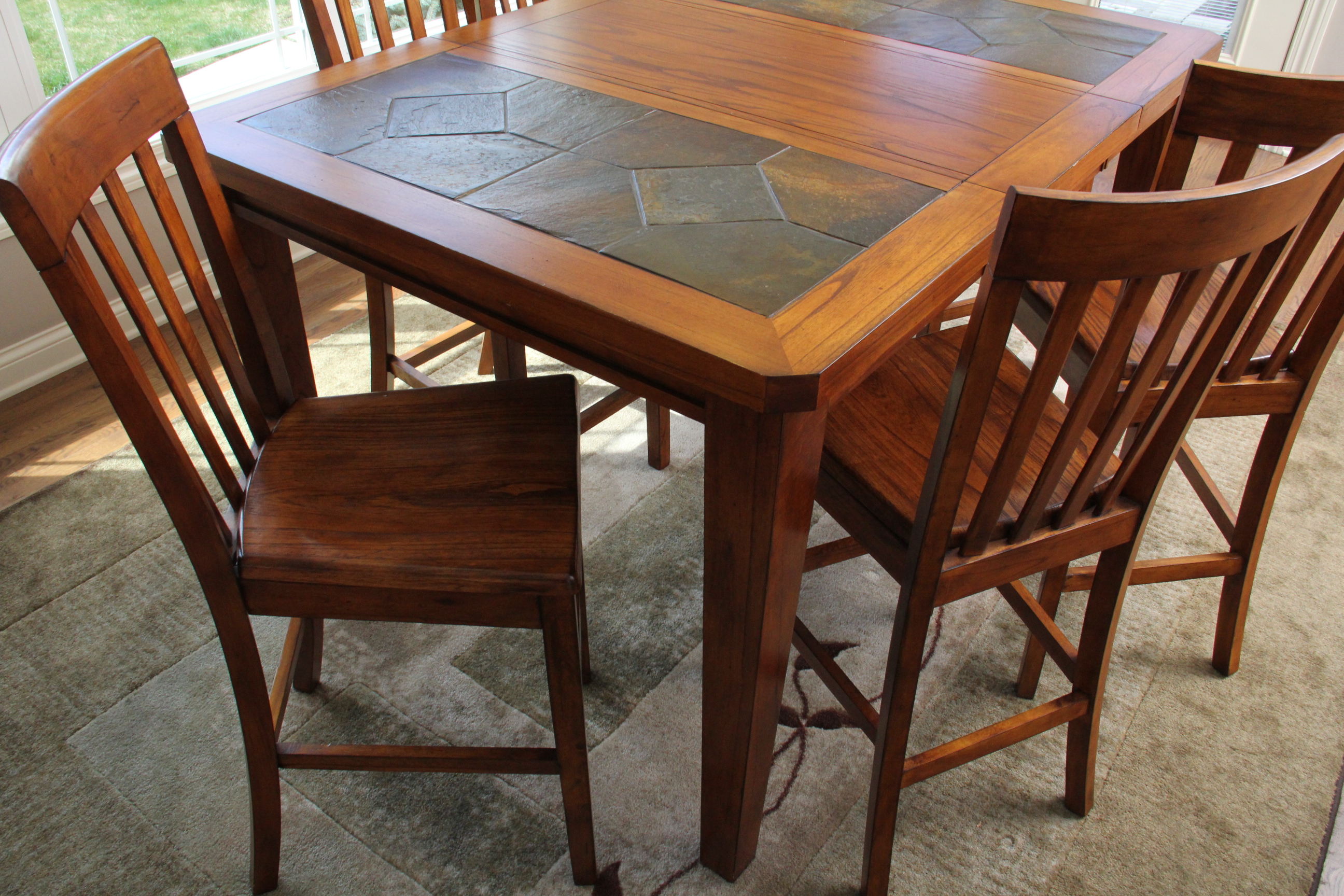 Riverside Slate Top Oak Dining Table and Chairs