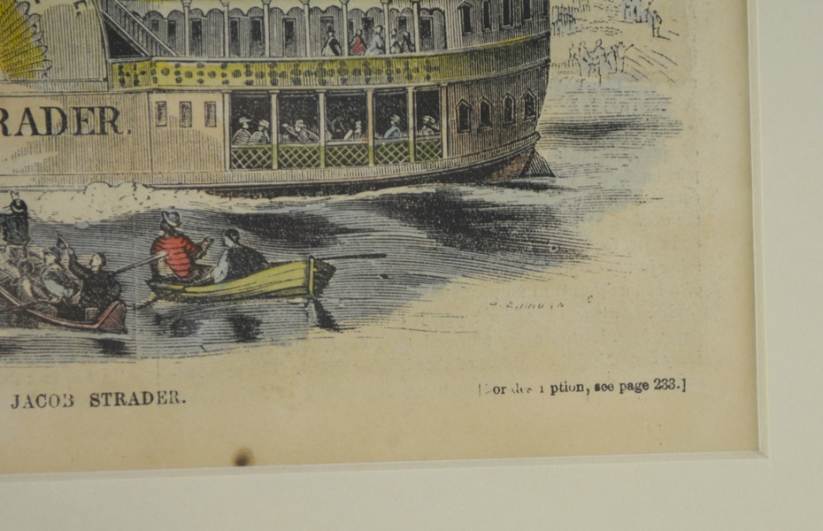 Louisville Mail Company Steamboat Jacob Strader Hand-Colored Printed Illustration