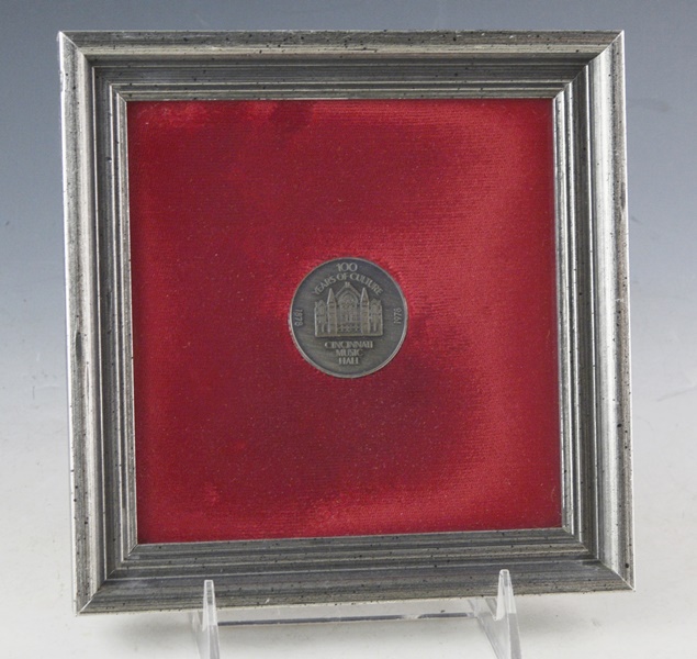 Framed Cincinnati Music Hall "100 Years of Culture - 1878-1978" Medallion