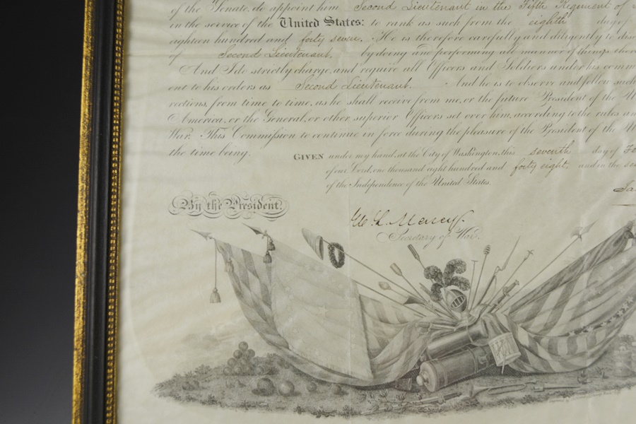 1848 Original Signed President Polk Letter of Appointment For Edward F. Abbott