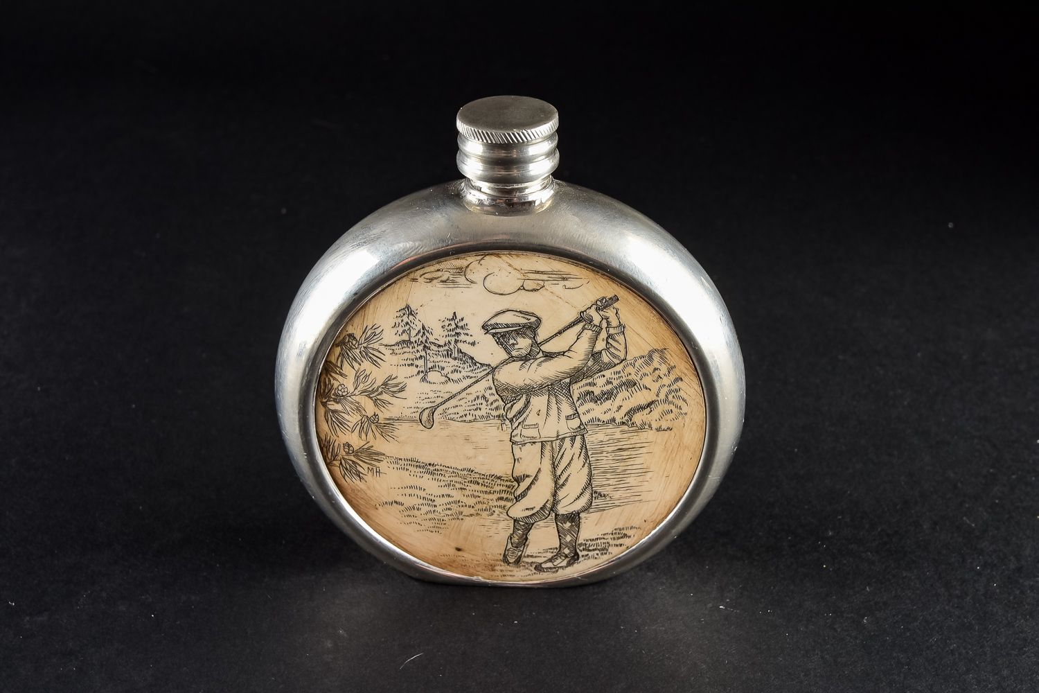 Pair of Flasks with Pewter Coasters