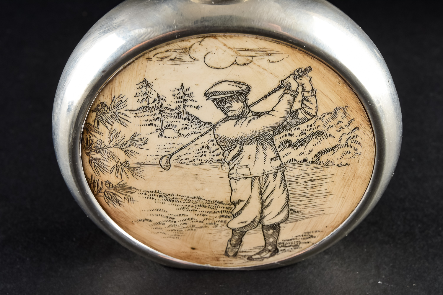 Pair of Flasks with Pewter Coasters