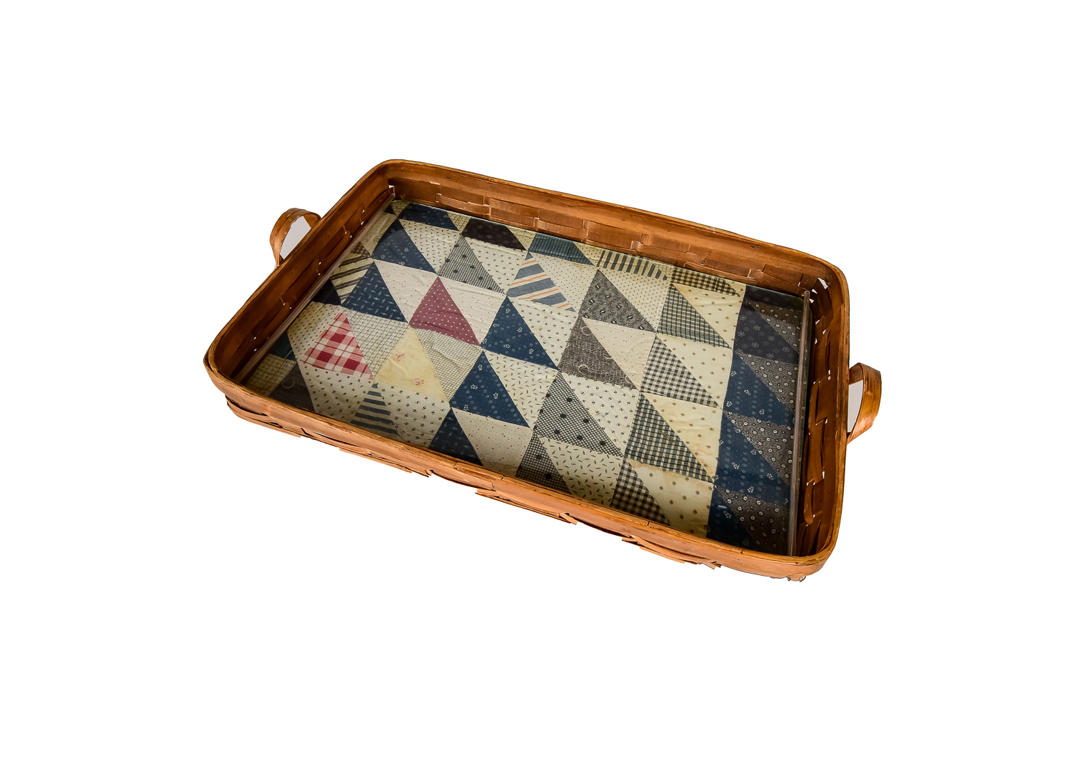 Woven Basket Tray with Patchwork Lining