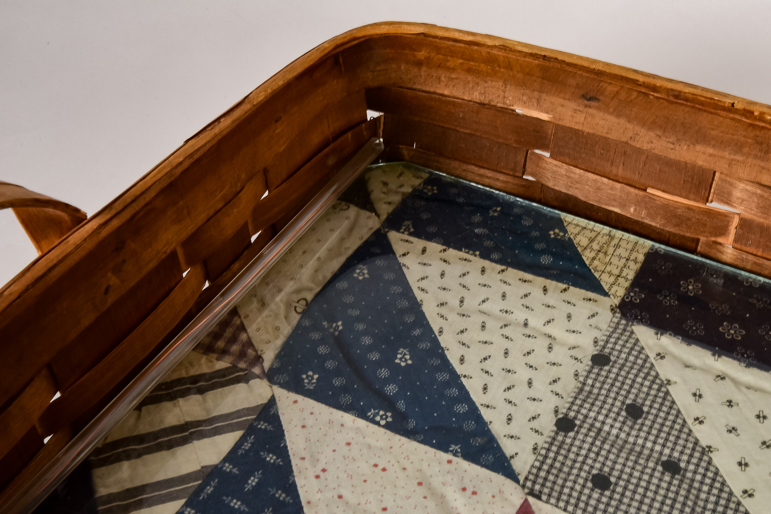 Woven Basket Tray with Patchwork Lining