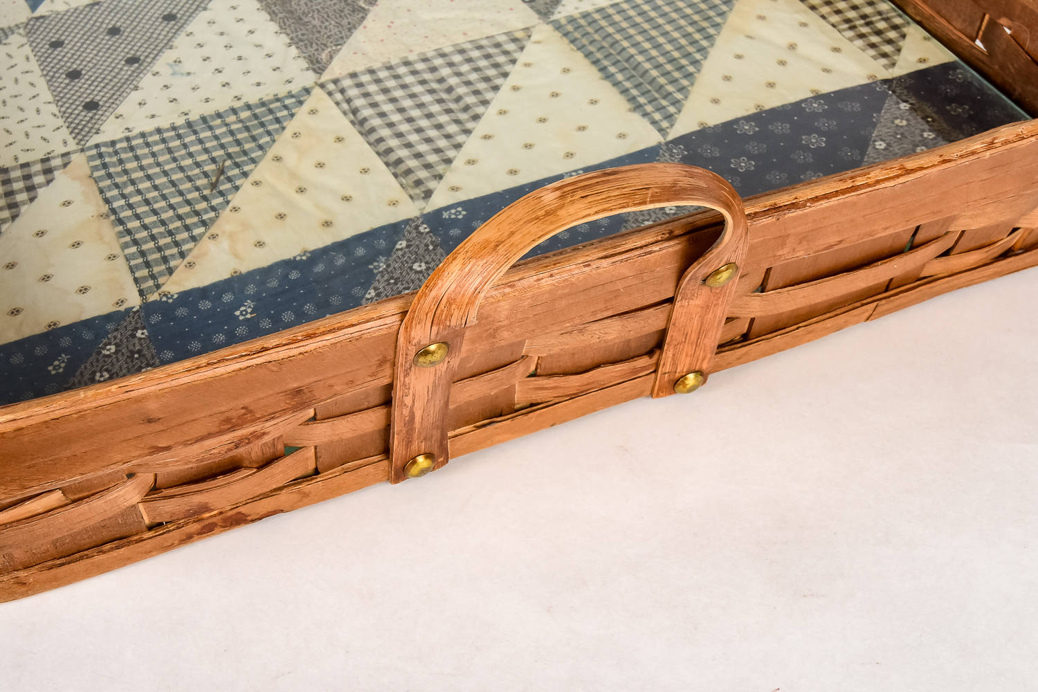 Woven Basket Tray with Patchwork Lining