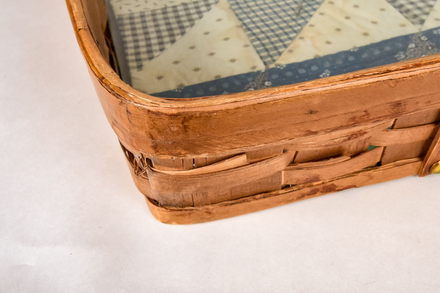 Woven Basket Tray with Patchwork Lining