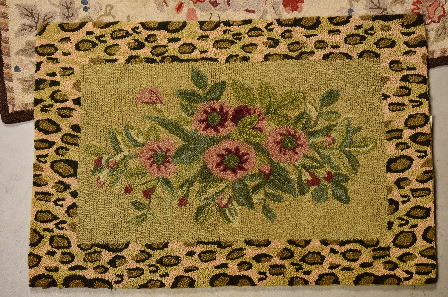 Three Floral Hooked Rugs