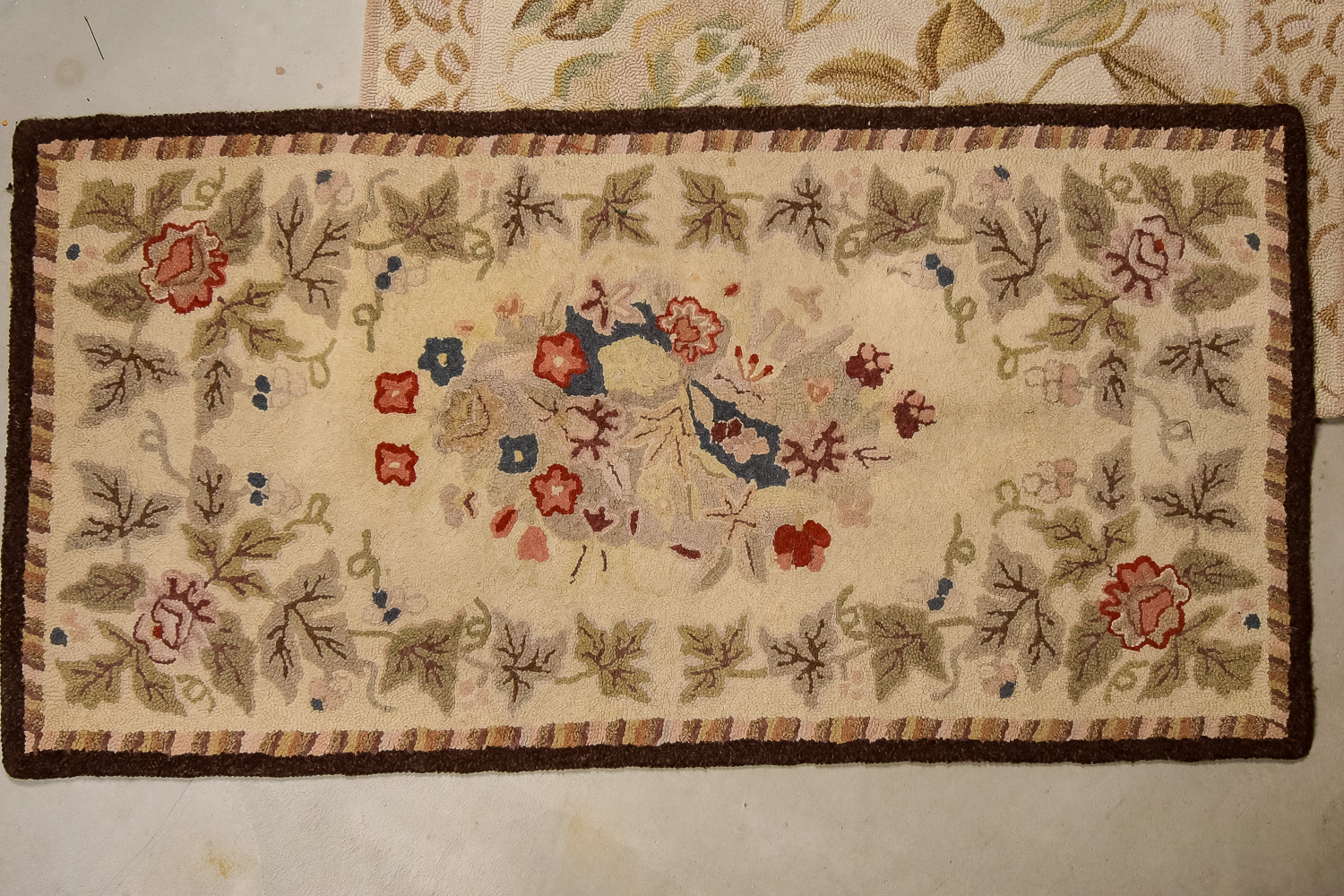 Three Floral Hooked Rugs