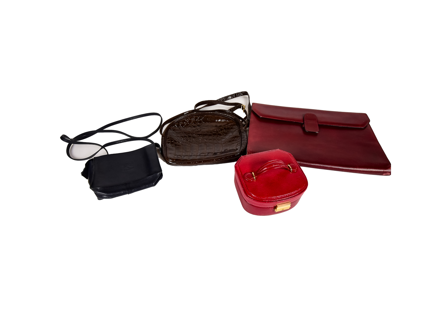Collection of Designer Leather Purses and Jewelry Case