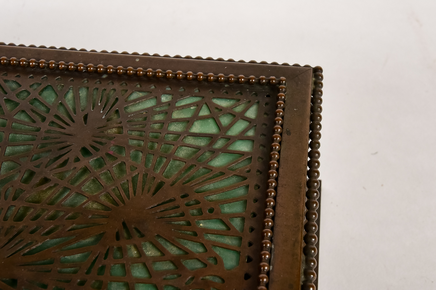 Tiffany Studios "Pine Needle" Bronze and Slag Glass Box
