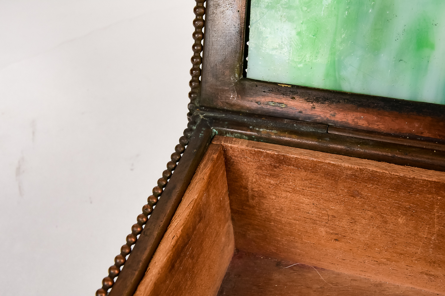 Tiffany Studios "Pine Needle" Bronze and Slag Glass Box