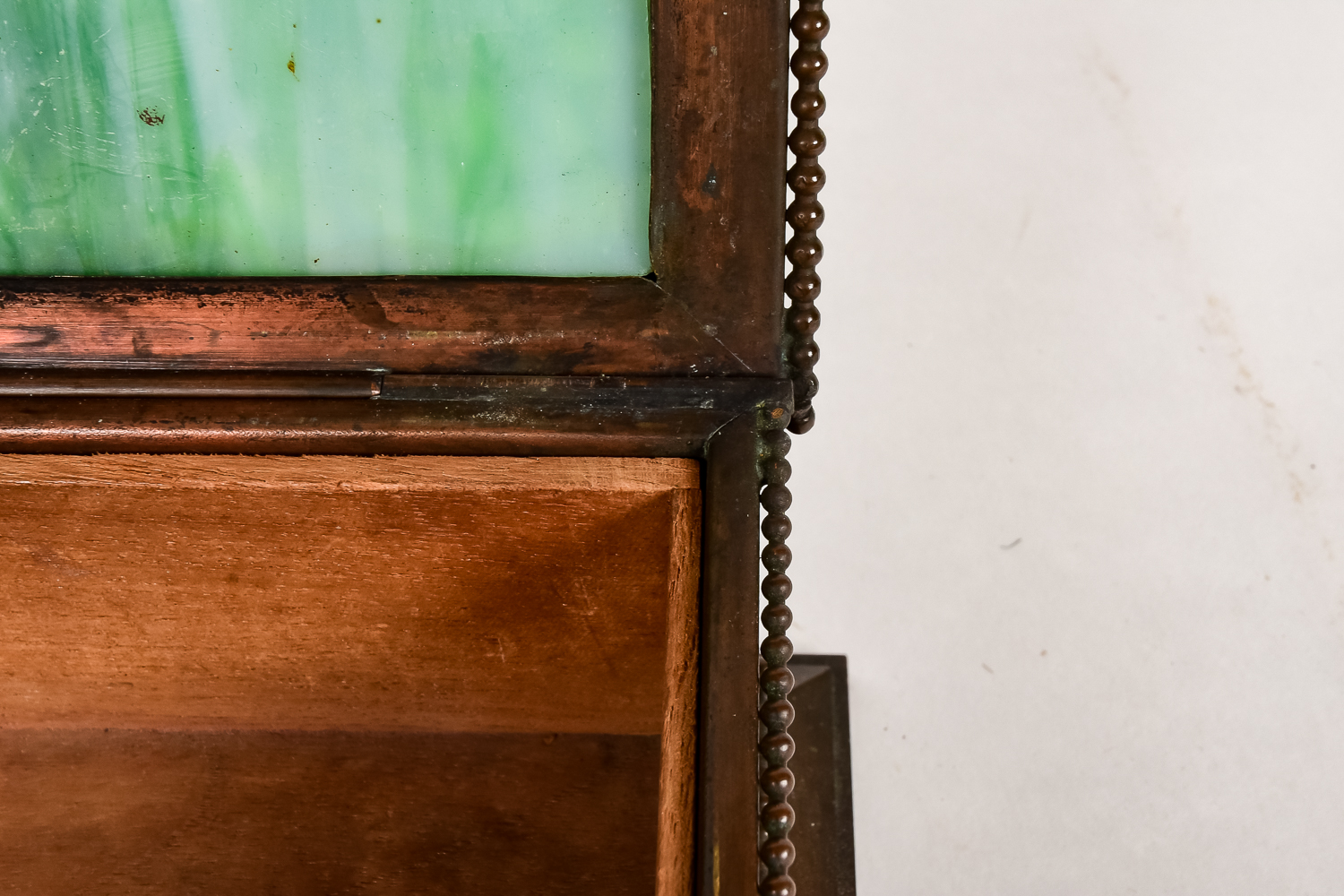 Tiffany Studios "Pine Needle" Bronze and Slag Glass Box