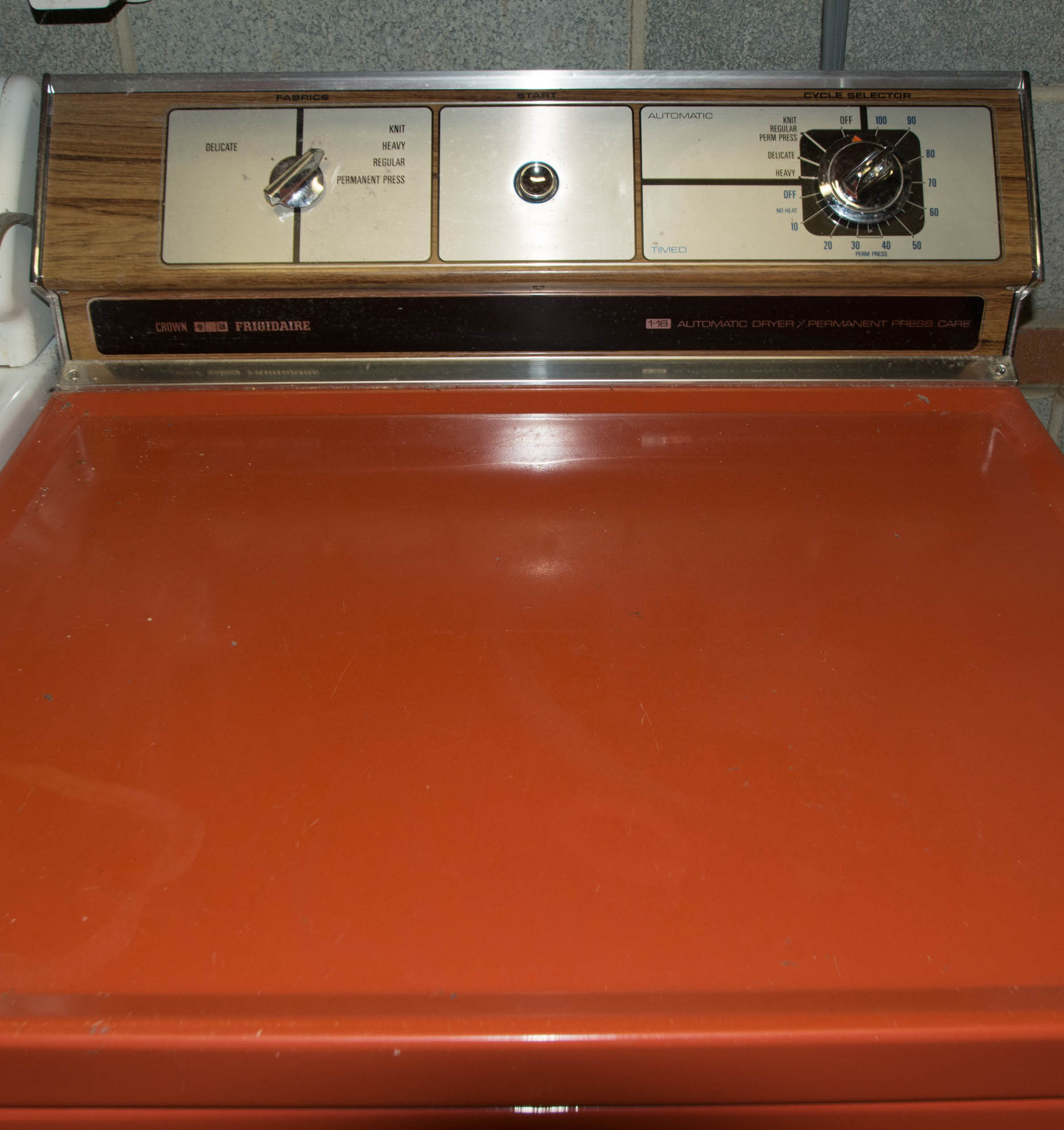 Vintage Orange Electric Crown Frigidaire Clothes Dryer