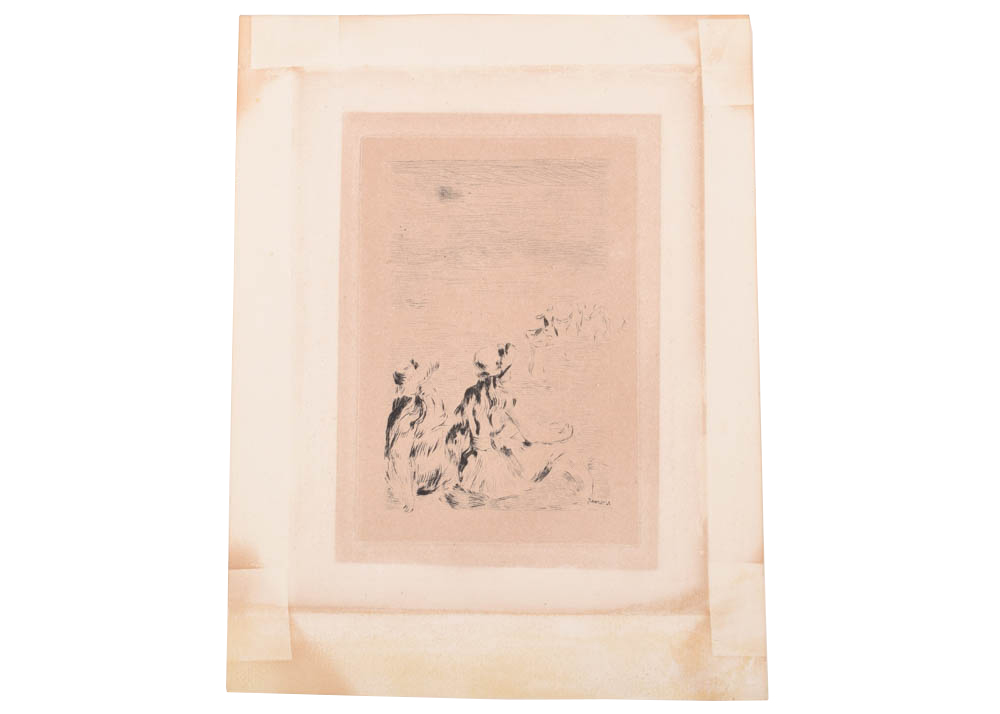 Original Pierre-Auguste Renoir Etching "Sur la plage, à Berneval"