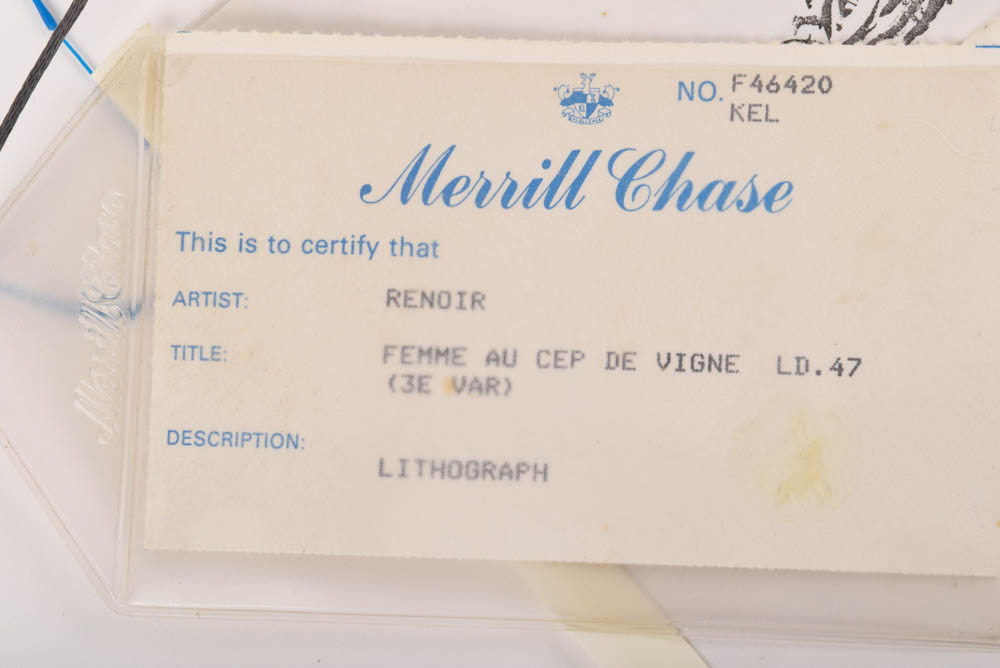 Pierre-Auguste Renoir Lithograph "Femme au cep de Vigne"