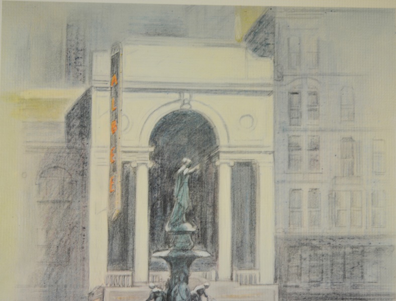 Floyd Berg Fountain Square Offset Lithograph