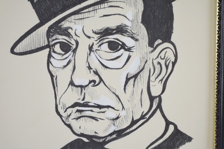 Framed Caricature Drawing of Buster Keaton by O'Brien