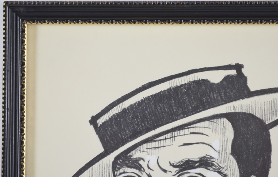 Framed Caricature Drawing of Buster Keaton by O'Brien